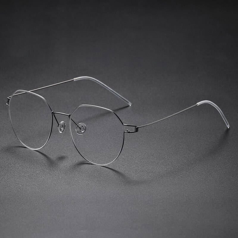 Dänemark Ultraleicht Schraubenlose Titan Brille Rahmen Männer Optische Brillen Frauen Myopie Runde Brillen Evan: grau