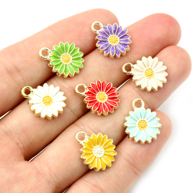 20Pcs 7-Kleuren Legering Metal Olie Colorblock Madeliefjes Charme Bloem Hanger Voor Diy Armband Ketting Sieraden Maken bevindingen