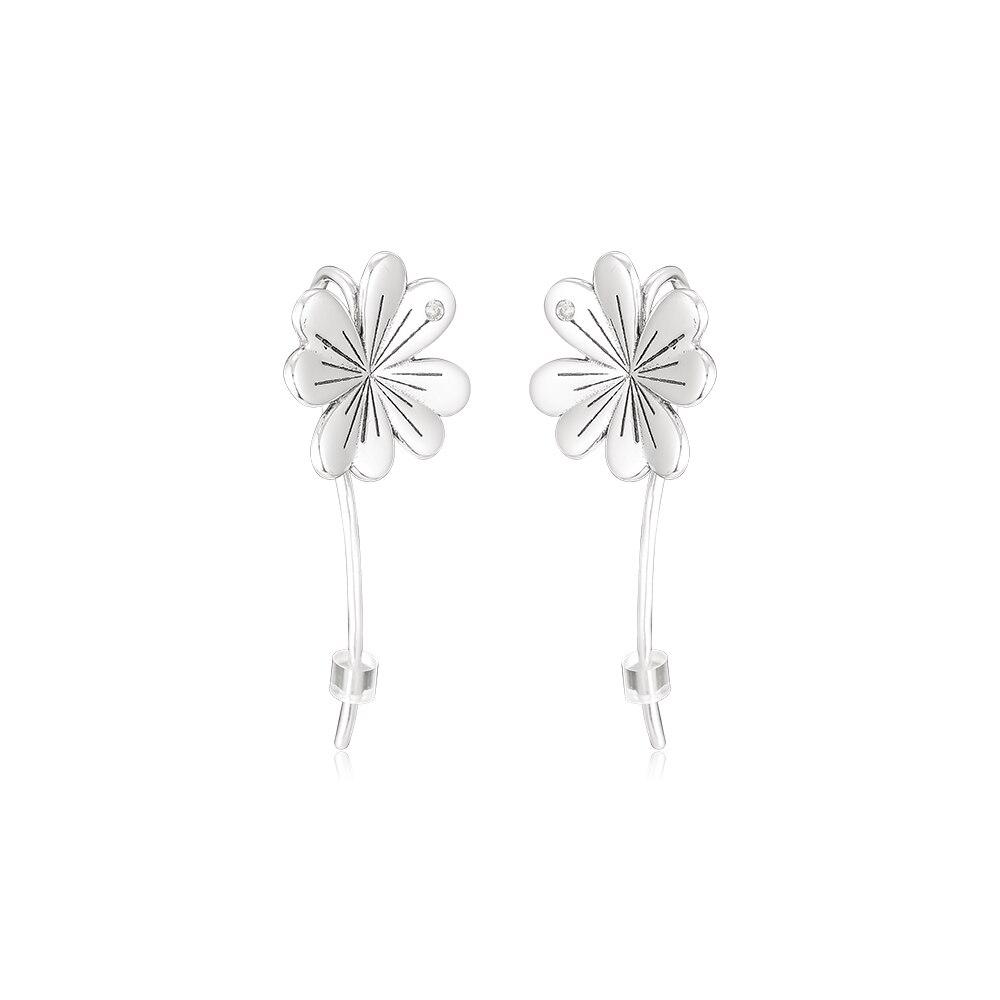 100% 925 Sterling Silver Classic Authentic Flower Tassel Earrings Ladies Charm DIY Jewelry: 6173