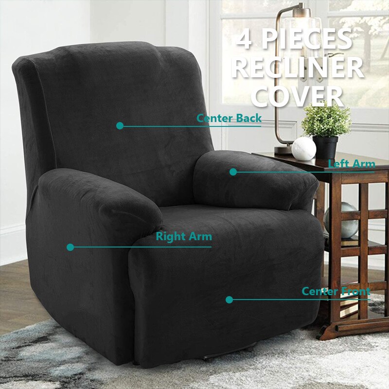 4 Stuks Pluche Fluwelen Fauteuil Sofa Cover Voor Woonkamer Relax Fauteuil Hoes Ligstoel Cover Voor Luie Jongen Sofa