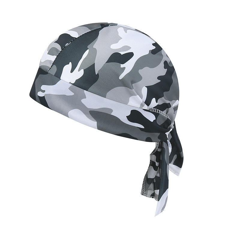 Camouflage Headband Bandana Handkerchief Head Man Pirate Hat Cycling Hood Sun Protection Sports Breathable Printed Headscarf: black