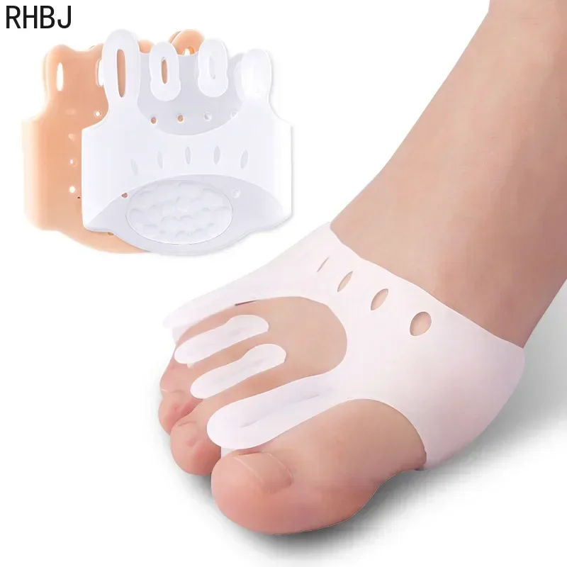 RHBJ 2 Stuks Siliconen Voorvoet Pads Pijnbestrijding Orthesen Teen Separator Anti-Slip Protector Schoenen Inlegzolen Kussen Voetverzorging gereedschap