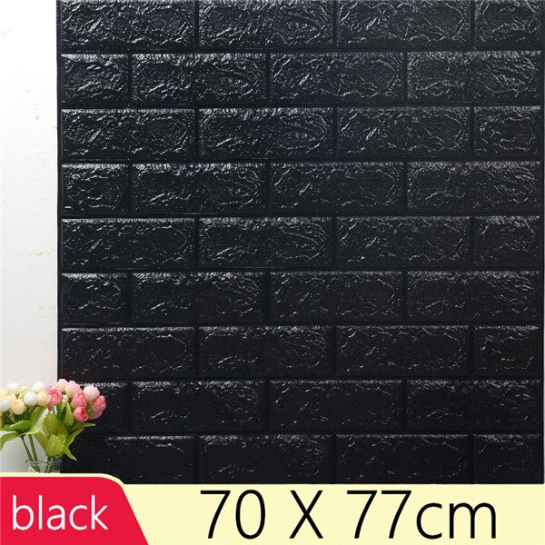 70 x 77/30cm självhäftande simuleringstegelklistermärken 3d tv-bakgrund vardagsrum vattentät ljudisolering tapeter: Svart / 70 cm x 38cm