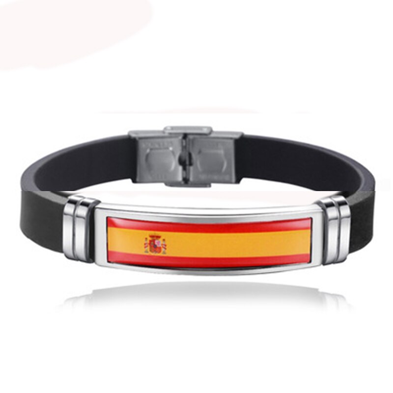 FIMAODZ-Pulsera de silicona con la bandera de España y EE. UU., ajustable, para hombres y mujeres, banderas de Israel y Alemania, de recuerdo,: C