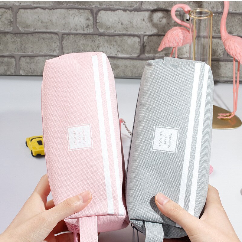 4 PCs Large Capacity Double-Sided Canvas Pencil Case Red Solid Color Stationery Pack Student Pencil Case Stationery