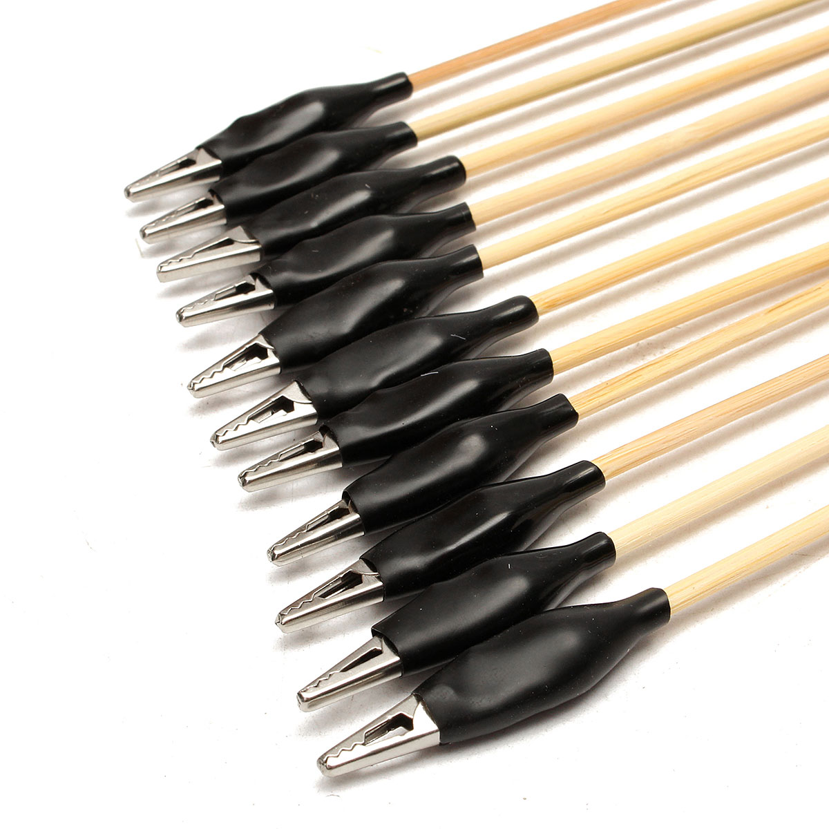 30 stk metalclips gør-det-selv-krokodille elektrisk klemme til test af sondemåler sort med bambuspind plaststøvle