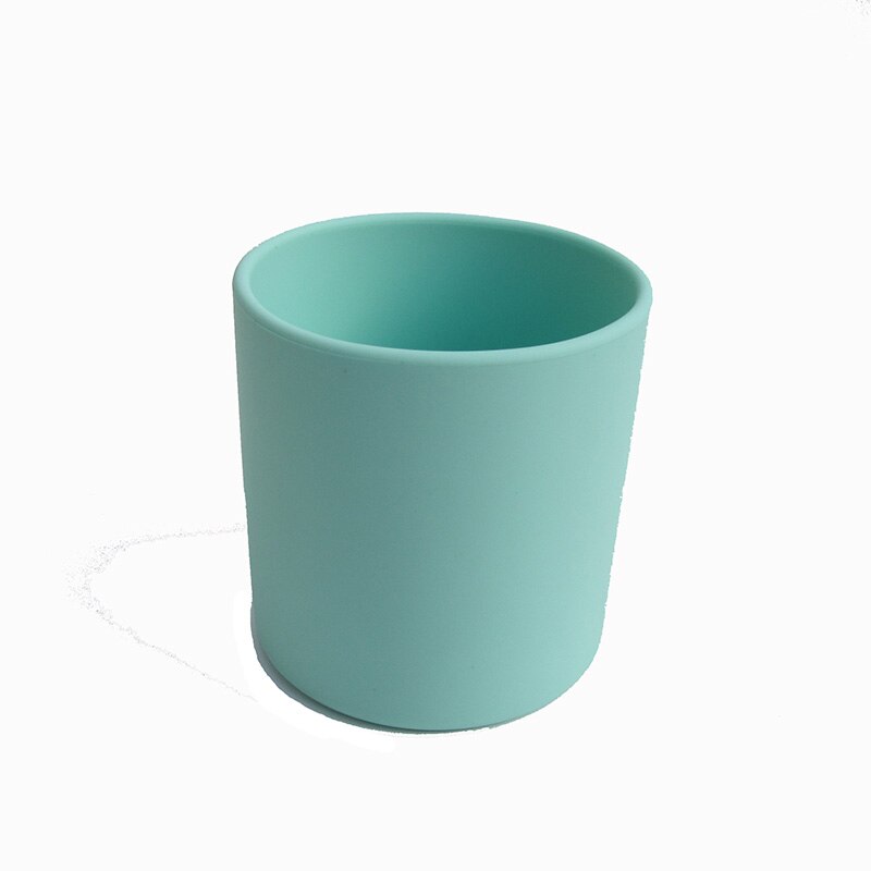1PCS Baby Silicone Cup Food Grade Silicone kids Feeding Cup Infant Toddler Tableware Drinking Cup BPA Free 250ML Heat-resistant: mint