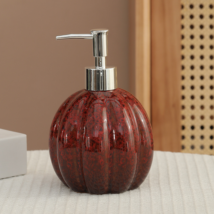 zeepdispenser Pompoen keramische fles voor handdesinfecterend middel, shampoo en douchegel, druk- en doseerfles, decoratie, dispenser: Geel