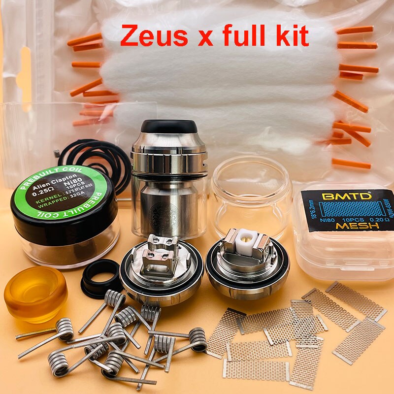 DSXvape zeus x rta zeus x mesh rta atomizer 3.5ml/4.5ml 25mm Ni80 dual coil with mesh deck rebuildable tank vape vaporizer: SS Full kit