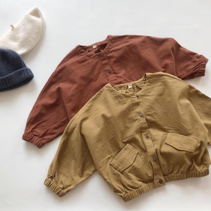 Lente Herfst Kinderen Jas Voor Meisjes Vleermuis Mouw Jassen Katoen Linnen Jongens Jassen Klassieke O-hals Kinderen Bovenkleding Jassen