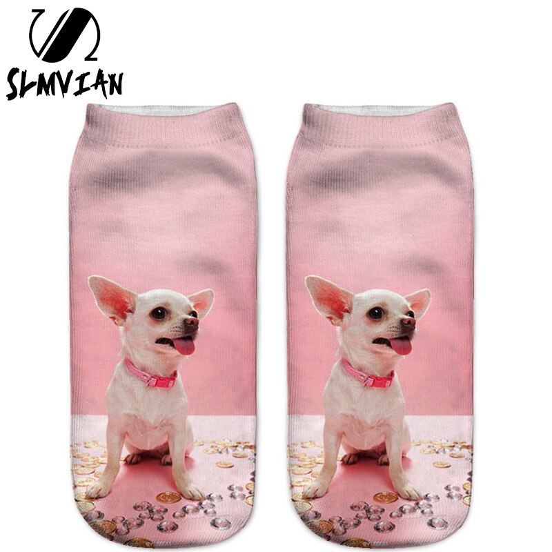 SLMVIAN 3D Printed Chihuahua Dog Puppy Women Socks Cute Low Cut Ankle Sock Multiple Colors Style CN005