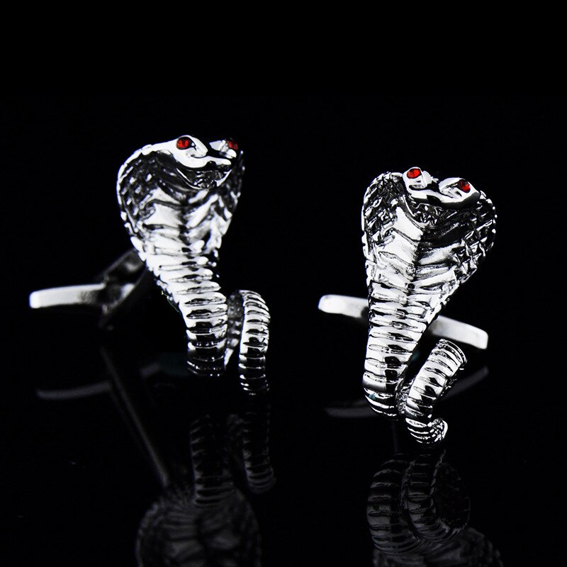 Novelty Cufflinks Silver Color Animal Snake Crystal Cuff Links Shirt Cufflinks for Mens Jewellery