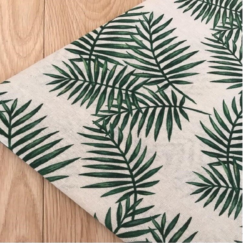Kortfattet grøn bladtryk bomuldsstof stof slidbestandigt patchwork tekstil bomuldsstof lærred hørklæde til diy quiltning