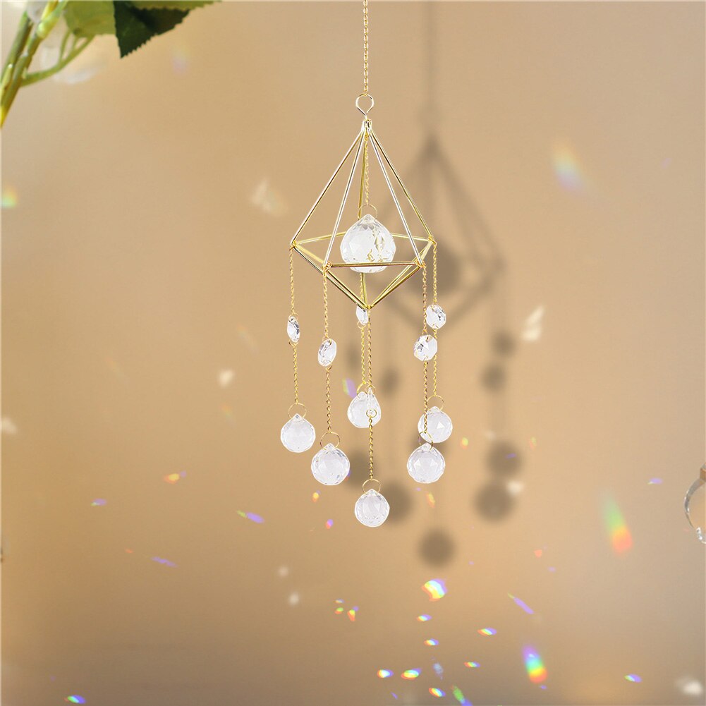 Crystal Wind Chime Suncatcher Prism Rainbow Light Chaser Garden Hanging Window Terrace Pendant Home Decoration