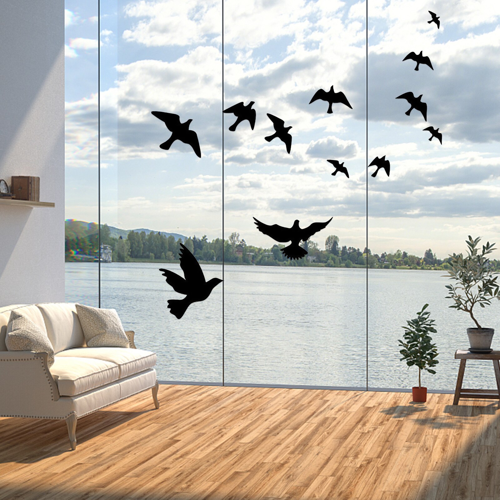 Window Alert Bird Stickers Anti-Collision Doors and Windows Glass Decor Self-Adhesive Silhouettes Window Clings Sticker Set