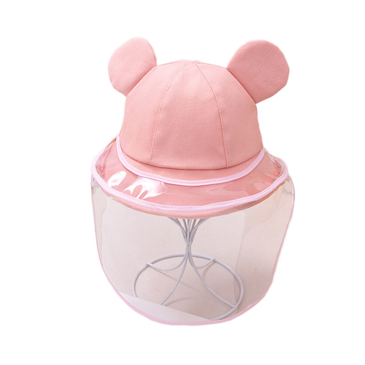 Gorros protectores de oso de seguridad para bebés y niños con protector transparente antigotículas, Anti-Saliva, a prueba de salpicaduras y a prueba de polvo para todo el rostro: Rosa