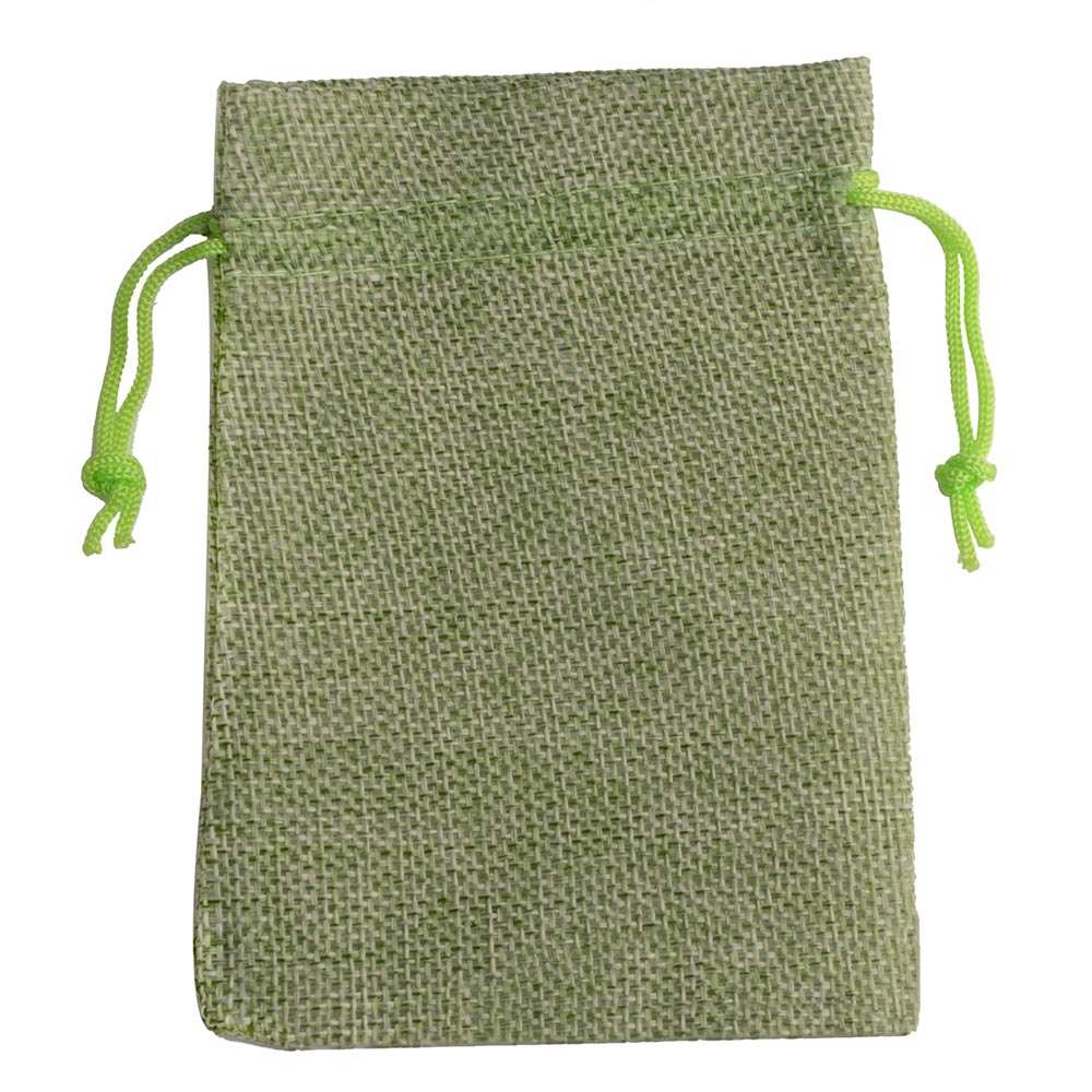 25 Stks/partij Trekkoord Jute Jute Zak Vlas Tassen Sieraden Verpakking Zakken Voor Bruiloft Snoep Tas Kan Afdrukken Logo: S / green