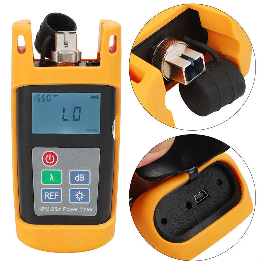 Backlight LED LCD High Accuracy Optical Power Meter Fiber Light Tester with Silicone Case