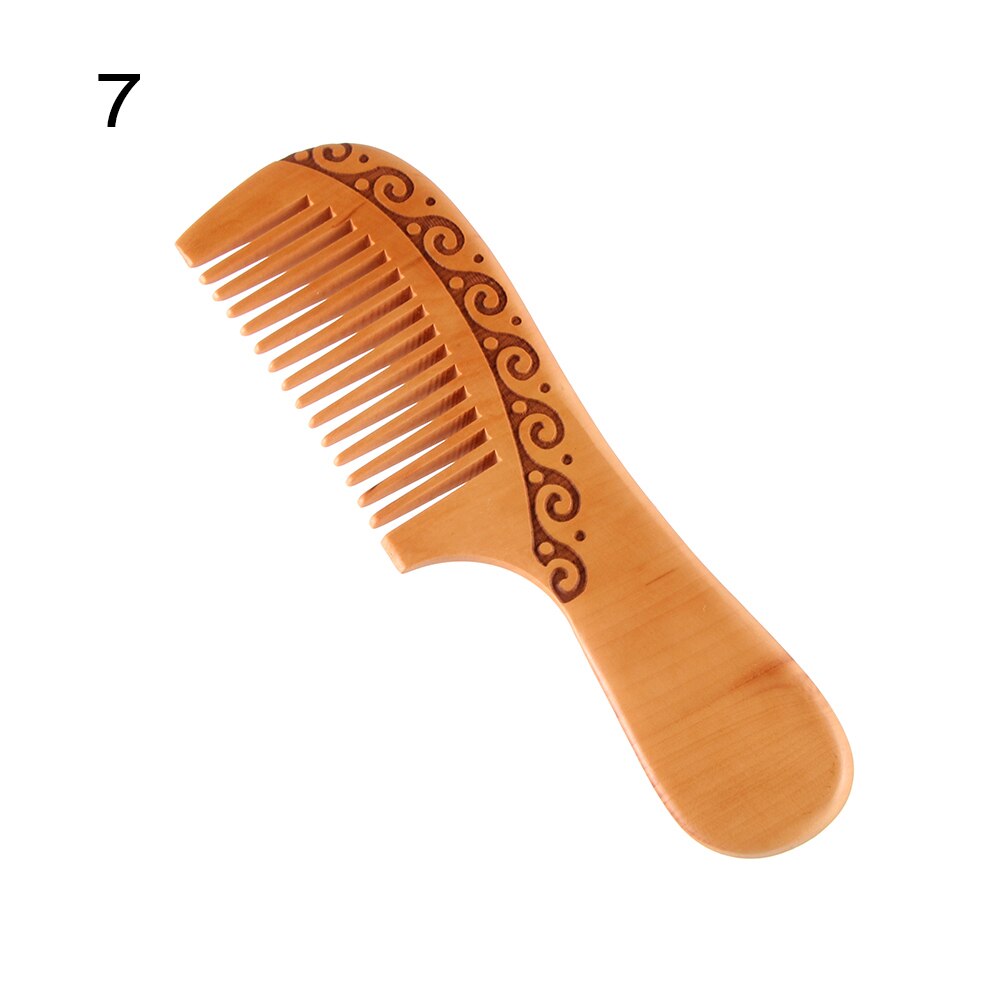 1 pc naturligt persikoträ handgjord fin tandkam antistatisk huvudmassage skägg klassisk kam hårstyling hårvårdsverktyg: 7