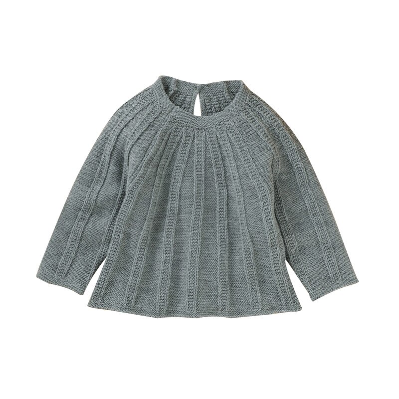 3-24M Autumn Winter Warm Knit Sweater For Boy Girl Long Sleeve Knitted Cardigan Sweater Casual Plain Coat Jacket Knitwear: Gray / 6M