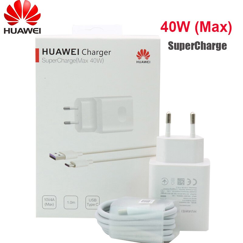 Huawei-cargador Original de 40W, adaptador de carga rápida UE 5A, cable USB tipo c para Mate 20 30 pro p40 p30 pro Honor 20 30 V30 V15