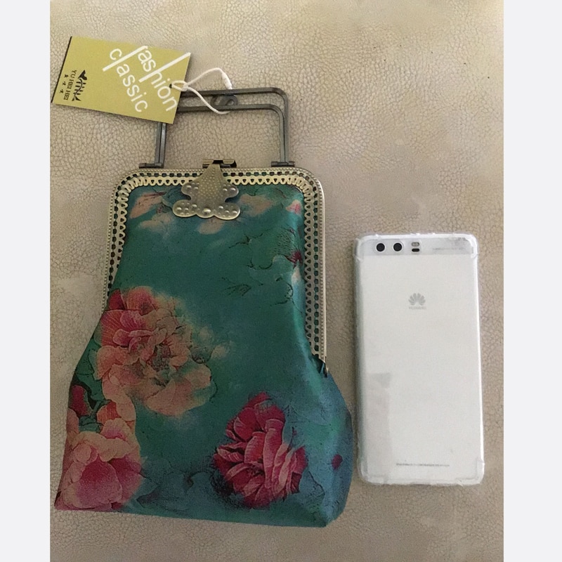 Ren håndlavet vintage print blomster tasker håndlås skal telefon taske dame håndtasker #39 kæde kvinder skulder crossbody tasker