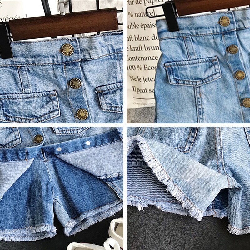 Sommer neue mädchen denim shorts Koreanische kinder wilde washed flash rand heißer hosen für 3 zu 14 jahre alt
