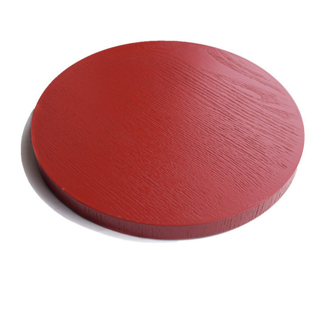 Round Wooden Plate Food Snack Serving Trays Salad Bowl Platter Red 21cm: 24cm 