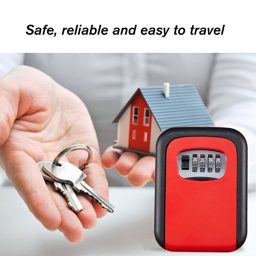 Alloy Code Lock Key Box Keysafe Password Security Code Lock Travel Security Padlock Key Storage Password Boxes: red