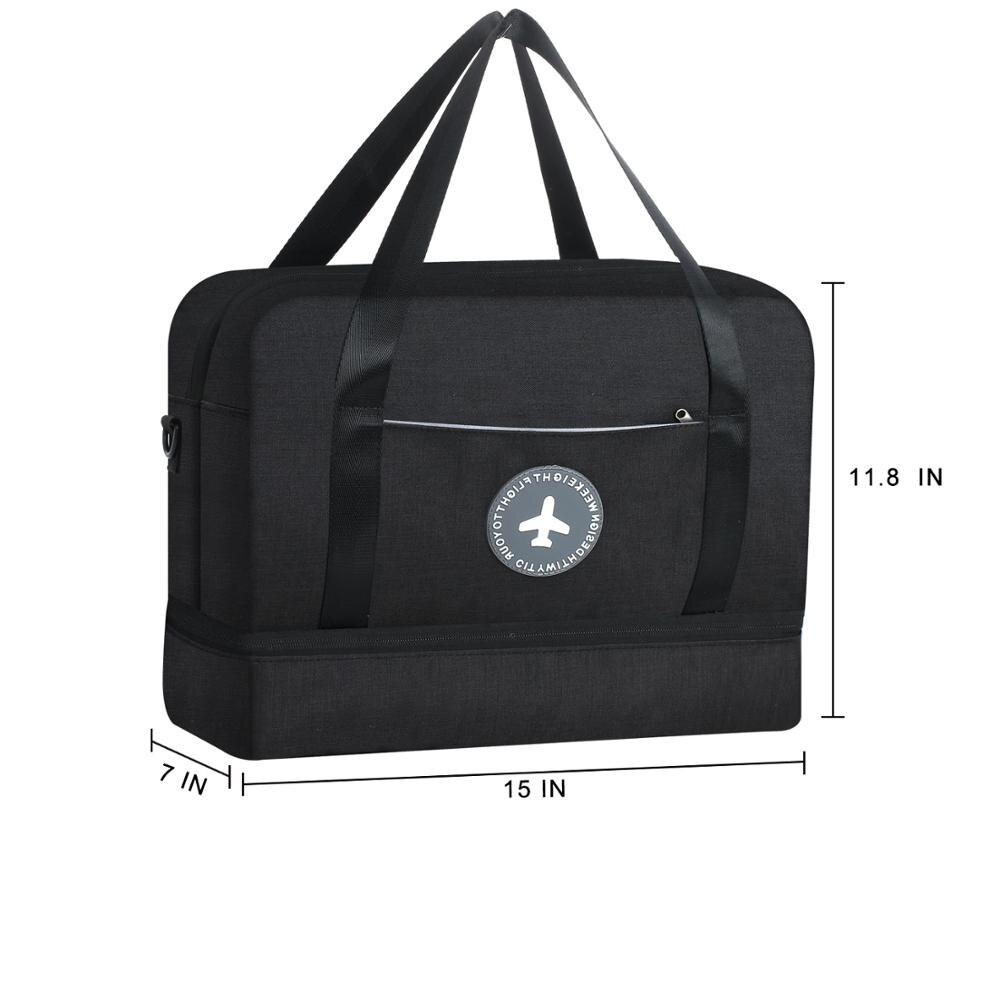 Black Woman Duffle Travel Bag Tote Carry On compartment shoes duffel In Trolley Handle Portable Bags Packing Cube Weekend Bags