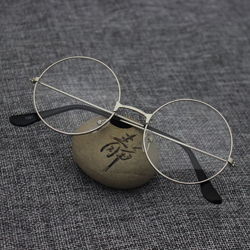 Round Reading Glasses Vintage Metal Frame Retro Personality Unisex College Style Eyeglass Clear Lens Eye Glasses Frames