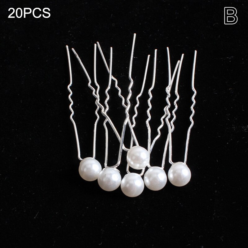 20Pcs Pearl Hair Pins - U Shape Bridal Hair Sticks - Women's Hair Jewelry Accessories: M