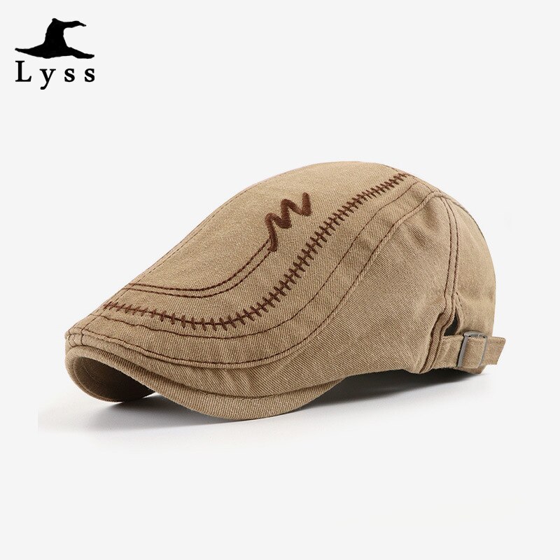 Casquettes gavroche classiques pour hommes, chapeau bec de canard en coton lavé, broderie en coton, casquette plate réglable, béret de boulanger vintage