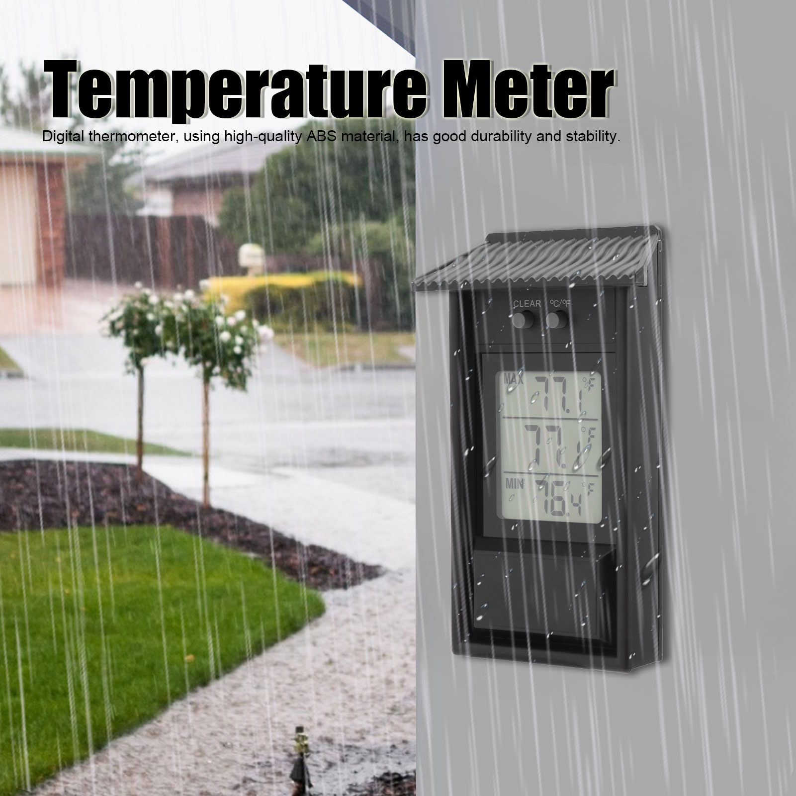 Utendørs termometer digitalt termometer utendørs vanntett temperaturmåler måler for hage drivhus temperaturmåling