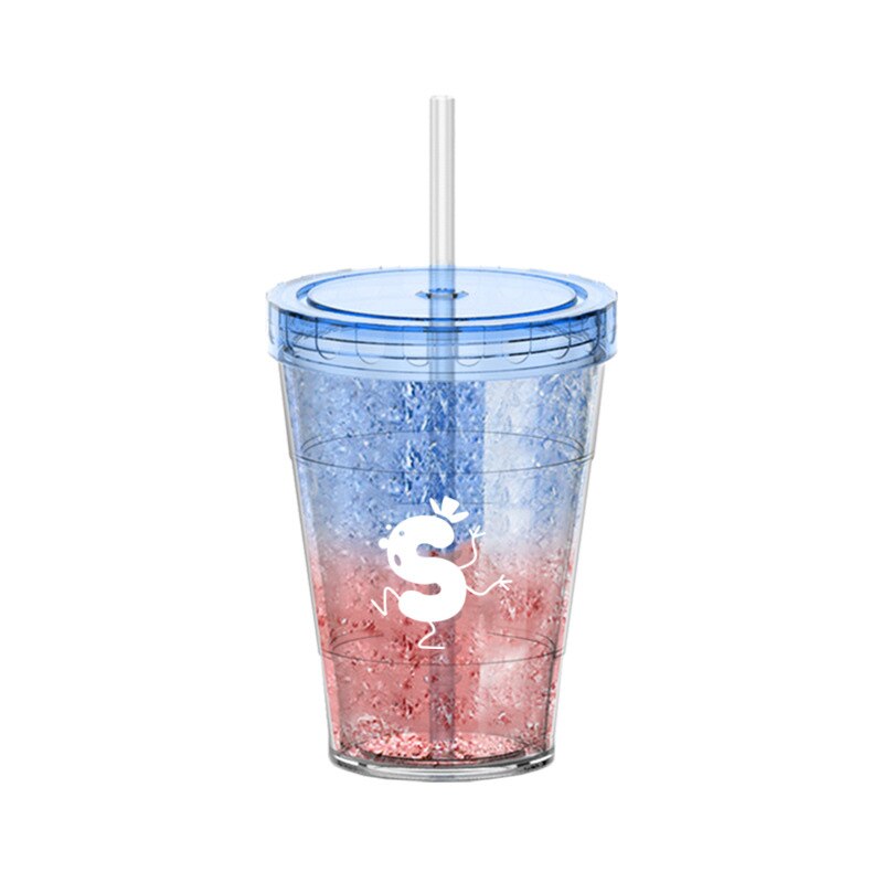 400ml Travel Mug With Straw Reusable Smoothie Plastic Iced Tumbler Double-walled Ice Cold Drink Coffee Juice Tea Cup: 03