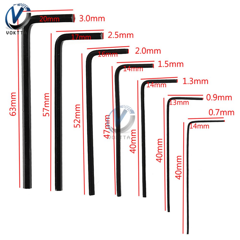 7pcs/set Mini Hex Allen Wrench Screwdriver Micro Hex Wrench 0.7mm-3mm Hand Tool Kit