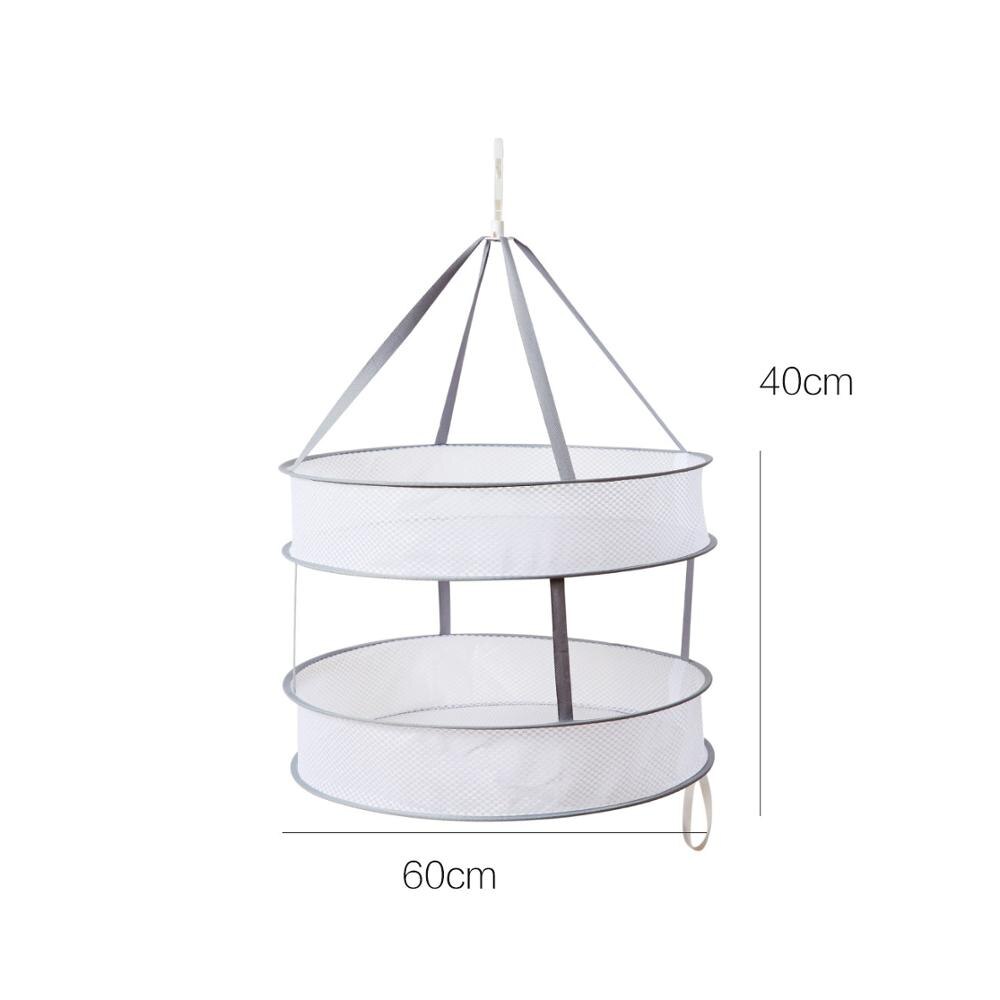 Windproof Clothes Dryer Drying Rack For Sweaters Hanging Laundry Basket Mesh Folding Nets Double Layer: L Double