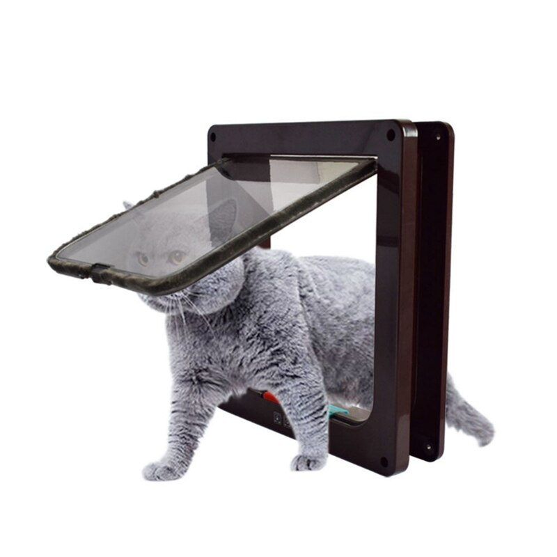 Puerta de seguridad de puertas con cerradura automática para perros y gatos, Gato pequeños de plástico Abs, S/m/l