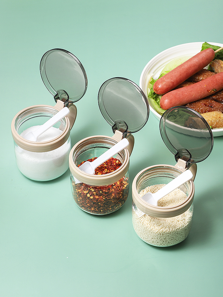 Minimalist Salt Spice Jars Set Glass Sugar Bowl Condiment Pepper Shakers Spice Container Set with Spoon Kitchen Gadget Sets