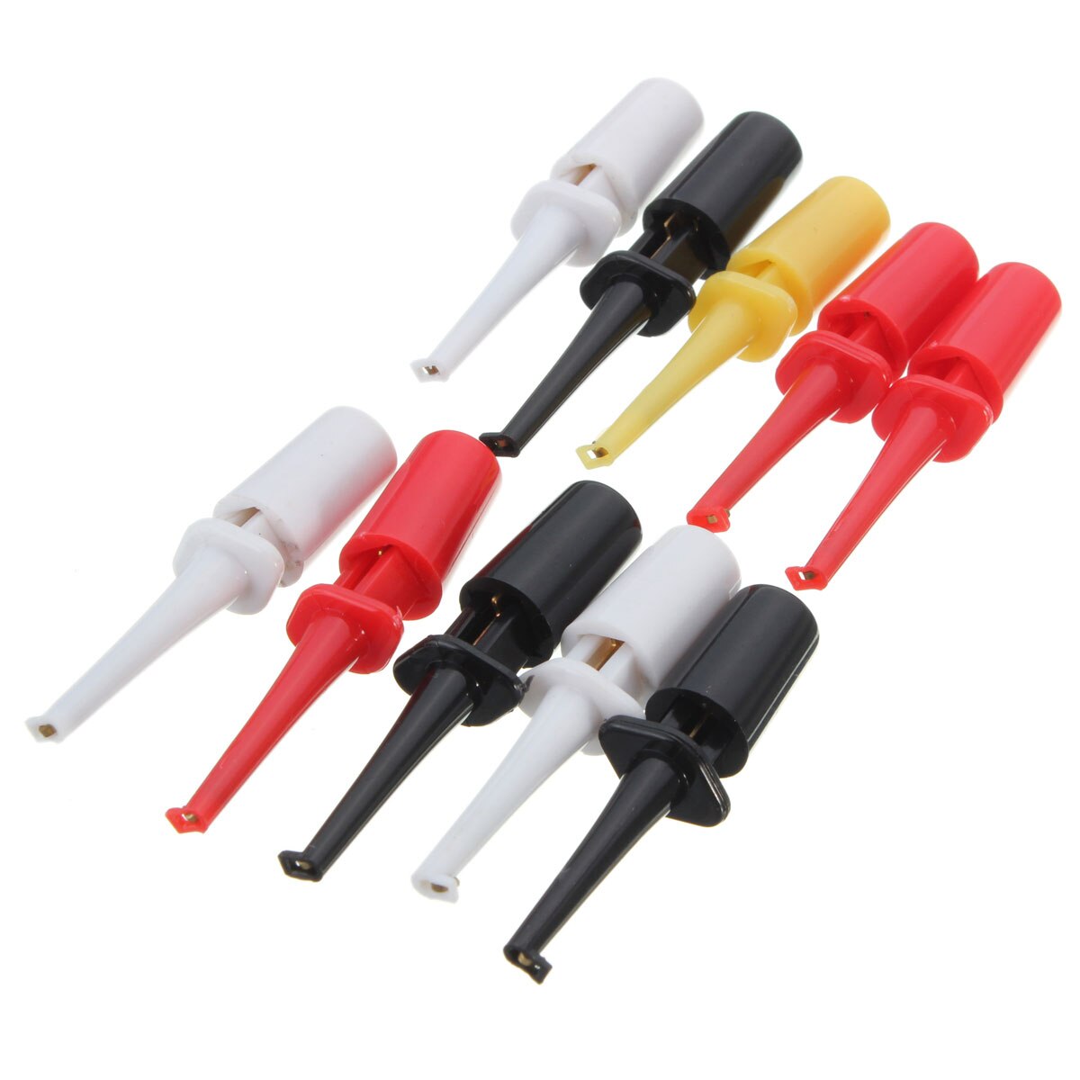 Random Color Multimeter Lead Wire Probe Test Hook Kit Connector 10Pcs 40mm Mini Test Probe Set Multimeter Test Hook Clip