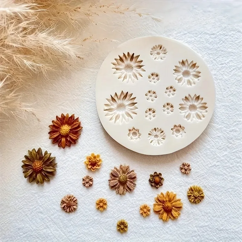 Molde de silicona para flores, ramo de arcilla polimérica, molde de fundición de flores para pendientes DIY, fabricación de colgantes, moldes artesanales de arcilla polimérica, 1 ud.