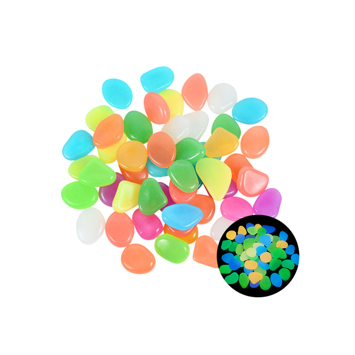 50/100 Uds. De guijarros de jardín, decoración brillante, piedras luminosas, acuario, grava, arena, patio colorido, acera, pecera, suministros para macetas: L / Verde militar