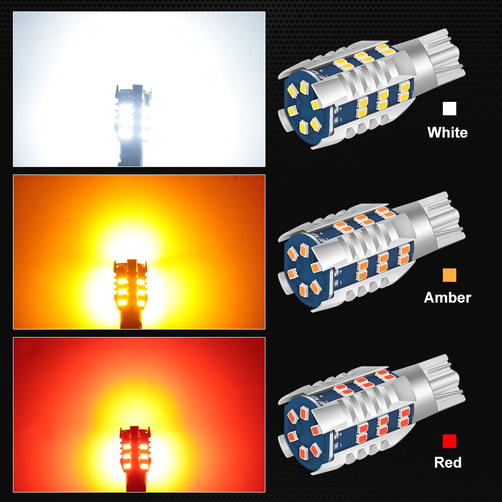 2Pcs T15 Led Licht W16W Led Canbus Geen Fout 912 921 WY16W Lamp Auto Backup Reverse Light Tail Auto lamp Amber Rood Wit 6000K
