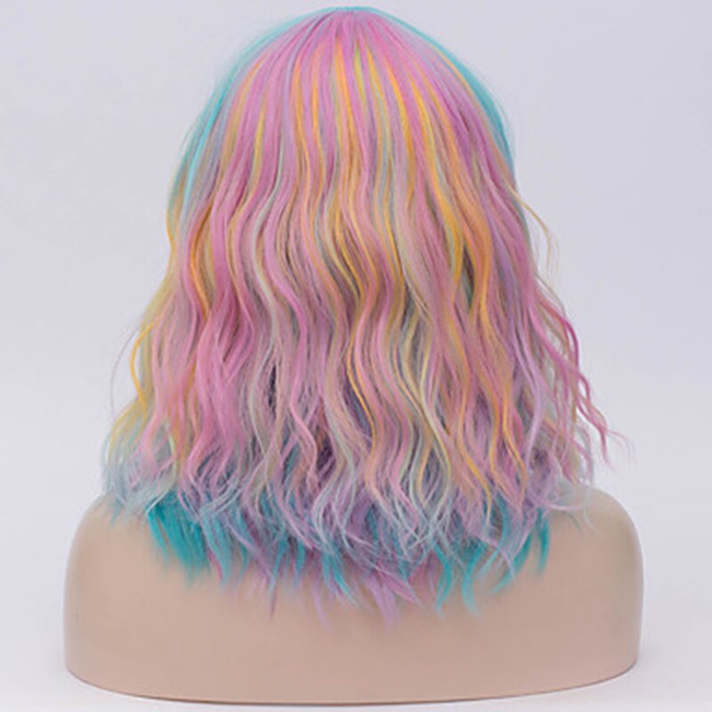 HAIRJOY Women Synthetic Hair Cosplay Wig Rainbow Multi Color Party Wigs