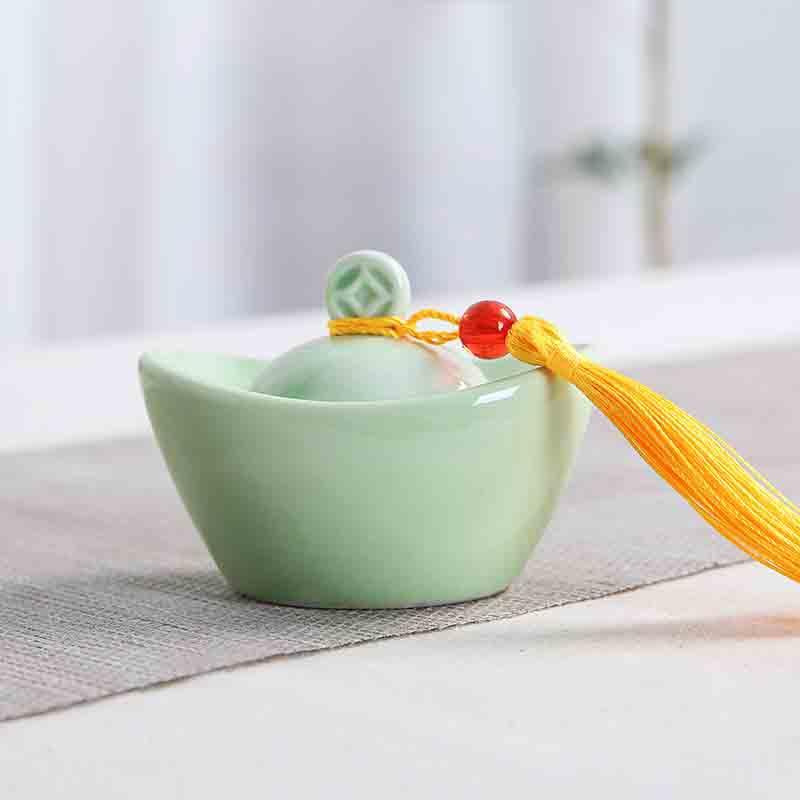 Stevige theedoos schoenvormige goudstaaf theepot droge fruitpot porseleinen doos voor thuis keukendecoratie voedseltank: Groente