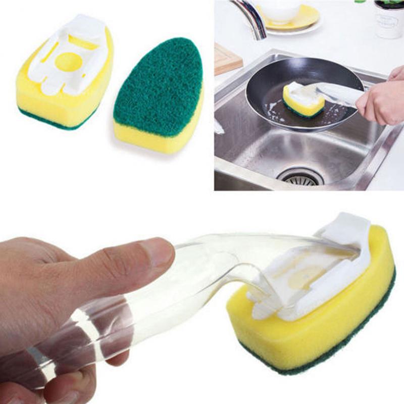 Portable Soap Dispenser Scrubber Cleaner Dish Wand Brush Scrub Refill Washing Dishwasher Kitchen Clean Cleaning Supplies Tools