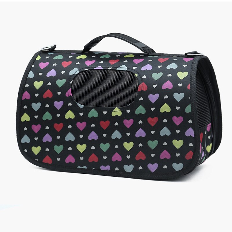 Thicken Breathable Pet Carrier Collapsible Crate Handbag Oxford Leopard Mesh Dog Carrying Bag Small Pet Travelling Outdoor Bag: Heart / S