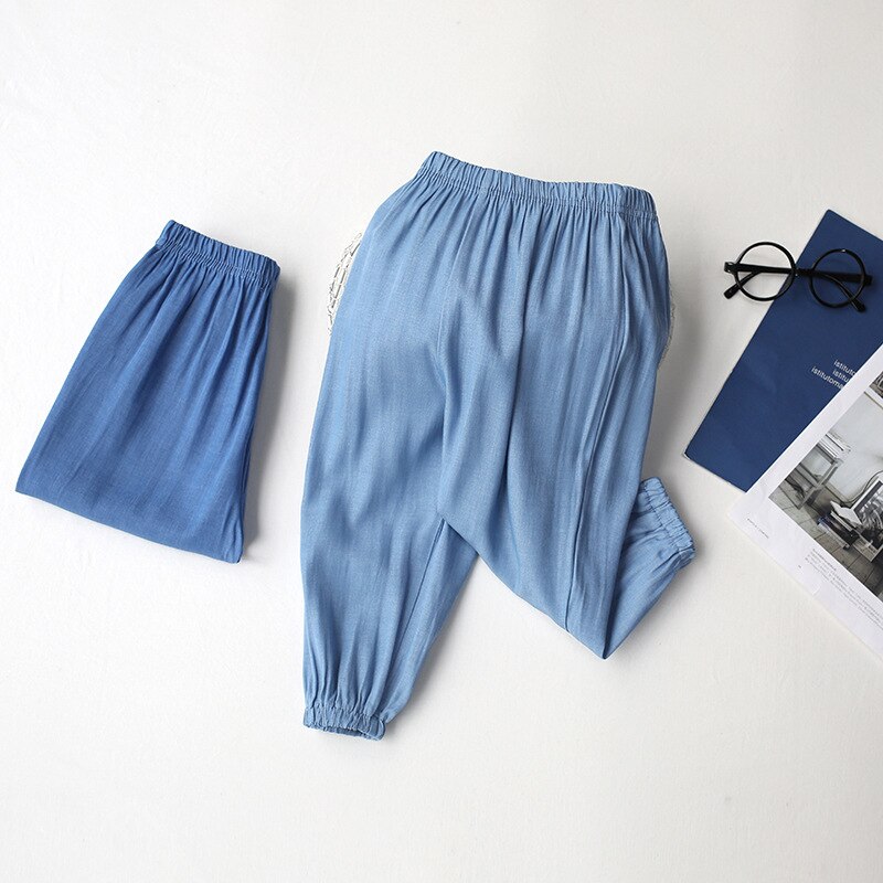 Pantaloni larghi per bambini estivi ragazzi e ragazze pantaloni in cotone blu pantaloni antizanzare per bambini