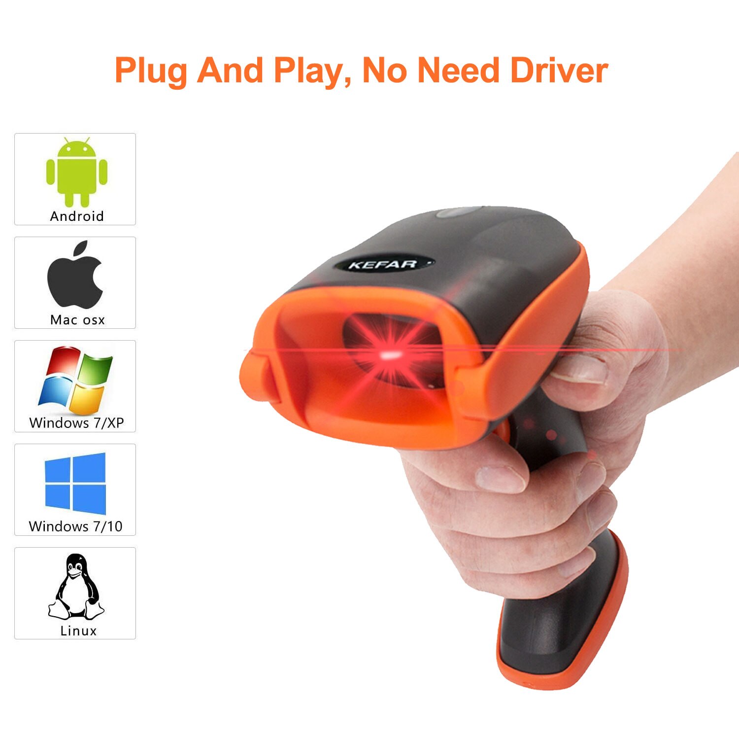 Holyhah-escáner de código de barras V8, lector de código de barras inalámbrico con cable, V8BL, Bluetooth 1d, 2D, QR, PDF417, para IOS, Android, IPAD