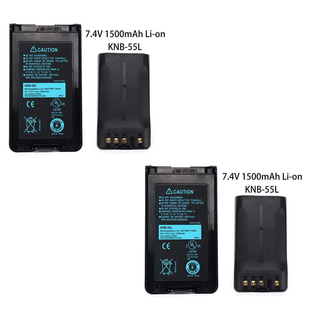 2x Pack - KNB-55L Batterie Ersatz (1500mAh, 7,4 V, Li-Ion) für Kenwood TK-3360 TK-3160 TK-2170 KNB-57L TK-3173 TK-3170 NX-320